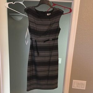 Calvin Klein Gray and Black Sheath Midi Dress